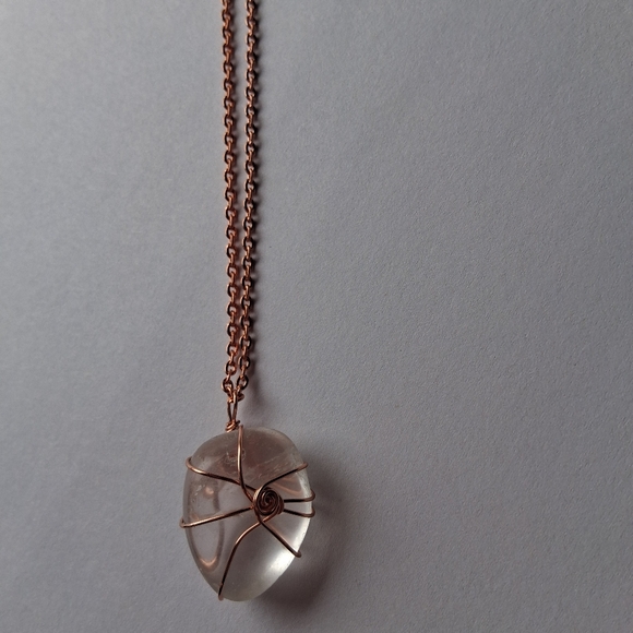 Rose Gold Wire Wrapped Pendant Necklace - Picture 6 of 7